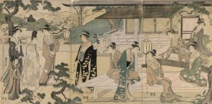 The Matsukaze Chapter of the Tale of Genji by Chobunsai Eishi Oil Painting