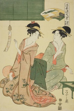 Ukiyo Genji hakkei ; Suzumushi no bansho by Chobunsai Eishi Oil Painting