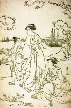 Viewing Cherry Blossoms at Goten Hill II by Chobunsai Eishi Oil Painting