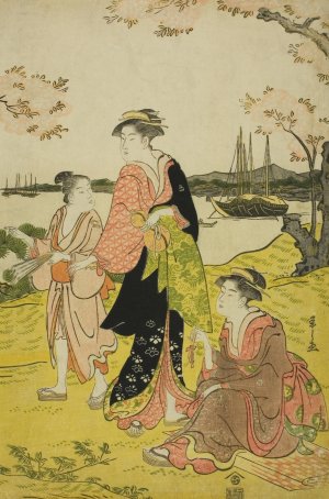 Viewing Cherry Blossoms at Goten Hill by Chobunsai Eishi Oil Painting