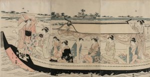 Women in a Pleasure Boat on the Sumida River by Chobunsai Eishi Oil Painting