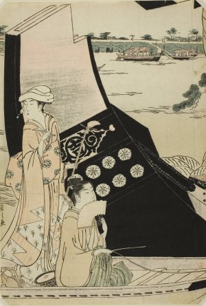 Women on a Pleasure Boat by Chobunsai Eishi Oil Painting