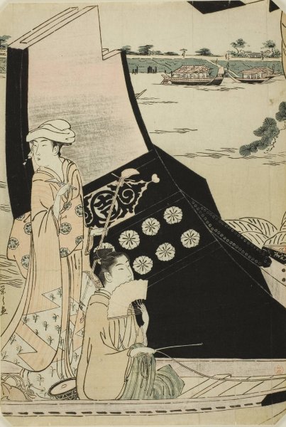 Women on a Pleasure Boat  by Chobunsai Eishi - Hand-Painted Oil Painting Reproduction