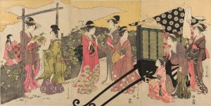 Parody of the Yugao Chapter of the Tale of Genji by Chokosai Eisho Oil Painting