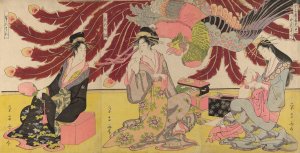 The Courtesans of the Chojiya on Display in the Daytime by Chokosai Eisho Oil Painting