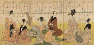 The Six Immortals of Poetry, Abbreviated by Chokosai Eisho Oil Painting