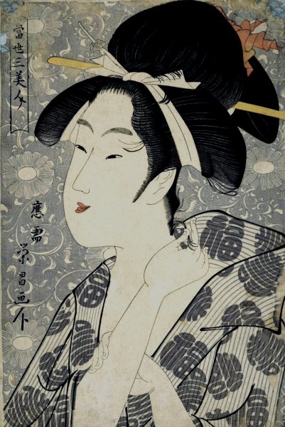 Three Beauties of Our Time  by Chokosai Eisho - Hand-Painted Oil Painting Reproduction