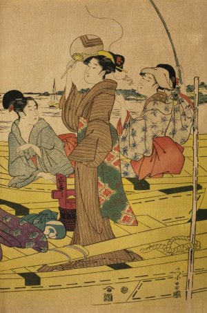 Women on a Fishing Boat II by Chokosai Eisho Oil Painting