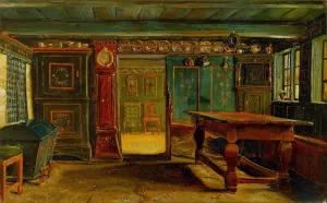 Farmhouse Room near Store Heddinge by Christen Dalsgaard Oil Painting