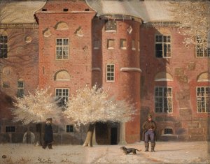 The Manor of Krabbesholm in Jutland by Christen Dalsgaard Oil Painting