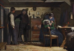 The Village Carpenter Bringing a Coffin for a Dead Child by Christen Dalsgaard Oil Painting