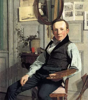 Portrait of Frederik Sodring by Christen Koebke - Oil Painting Reproduction