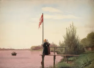 A View from Dosseringen near the Sortedam Lake Looking towards the Suburb Norrebro outside Copenhage… by Christen Kobke Oil Painting