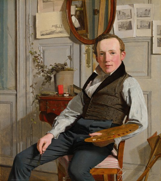 Portrait of Frederik Sodring  by Christen Kobke - Hand-Painted Oil Painting Reproduction