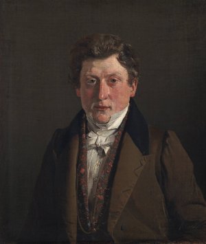 Portrait of the Artist's Cousin and Brother-in-Law, the Grocer Christian Petersen by Christen Kobke Oil Painting