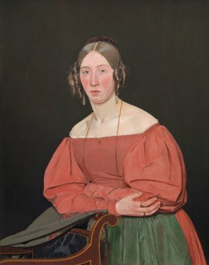 Portrait of the Artist's Sister, Cecilie Margrethe Petersen, nee Kobke by Christen Kobke Oil Painting