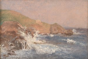 Rough Sea on a Rocky Coast, Capri by Christen Kobke Oil Painting