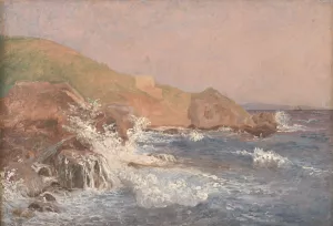 Rough Sea on a Rocky Coast, Capri by Christen Kobke Oil Painting