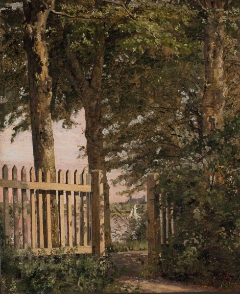 The Garden Gate of the Artist's Home at Blegdammen  by Christen Kobke - Hand-Painted Oil Painting Reproduction