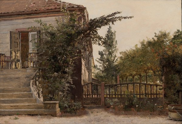 The Garden Steps Leading to the Artist's Studio on Blegdammen by Christen Kobke - Hand-Painted Oil Painting Reproduction
