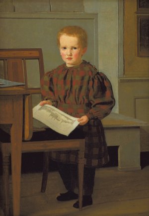 The Painter C.W. Eckersberg's Son Julius in his Fathers Studio by Christen Kobke Oil Painting