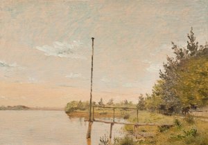 View from Dosseringen near the Sortedam Lake Looking Towards Norrebro. Study by Christen Kobke Oil Painting
