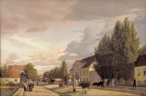 View of a Street in osterbro outside Copenhagen. Morning Light by Christen Kobke Oil Painting