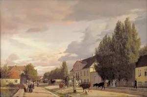 View of a Street in osterbro outside Copenhagen. Morning Light by Christen Kobke Oil Painting
