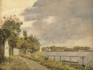 View of Dosseringen near the Suburb osterbro outside Copenhagen, Cloudy Sky by Christen Kobke Oil Painting