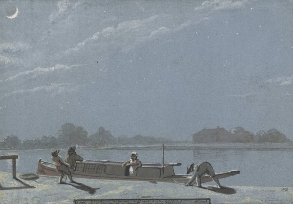 T Aankomen der weesper schuit aan de Buiten Amstel  by Christiaan Andriessen - Hand-Painted Oil Painting Reproduction
