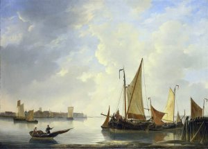 View of Dordrecht seen from Papendrecht by Christiaan Lodewijk Willem Dreibholtz Oil Painting