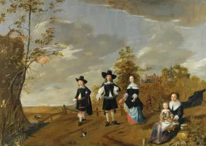 A Family Portrait In a Landscape Before Casteel Dursteede Oil painting by Christiaen Van Colenbergh