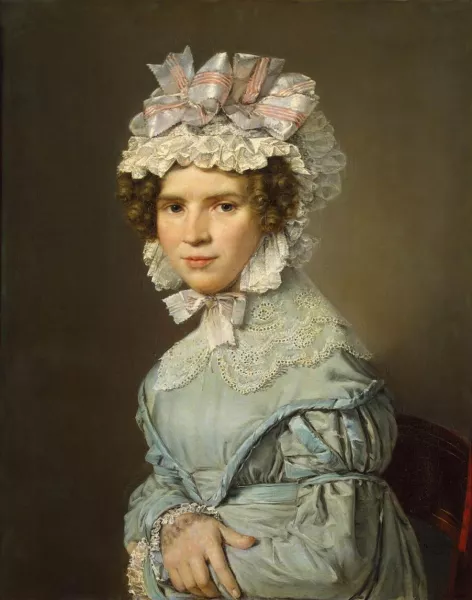 Portrait of a Lady in Blue Dress by Christian Albrecht Jensen Oil Painting  Reproduction For Sale | OilPaintings.com