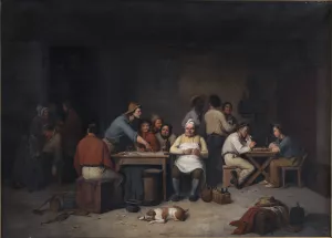 En scene i vaertshuset Brokkensbod by Christian Andreas Schleisner Oil Painting
