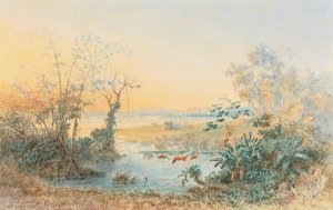 Lago De Valencia, Venezuela by Christian Anton Goering Oil Painting