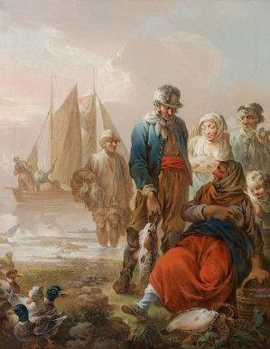 Sjaellandske Fiskere by Christian August Lorentzen Oil Painting