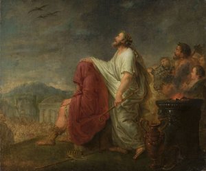Ancient scene of sacrifice by Christian Bernhard Rode Oil Painting