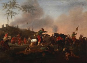 Bataillesceneri med kosakker i kamp by Christian David Gebauer Oil Painting