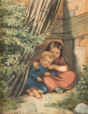 Hide-And-Seek by Christian Eduard Boettcher Oil Painting