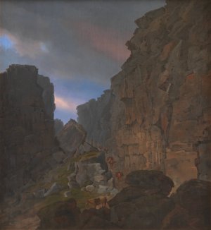 The Southern Entrance to Almannagiaa near Thingvalla in Iceland by Christian Ezdorf Oil Painting
