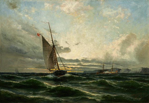 Seascape  by Christian Fredrik Svensson - Hand-Painted Oil Painting Reproduction