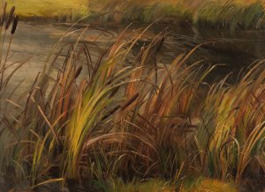 Schilf am herbstlichen Bachufer by Christian Friedrich Gille Oil Painting