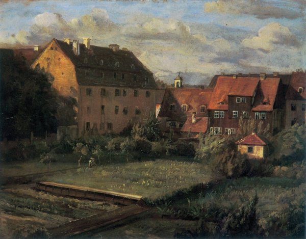 The red houses  by Christian Friedrich Gille - Hand-Painted Oil Painting Reproduction
