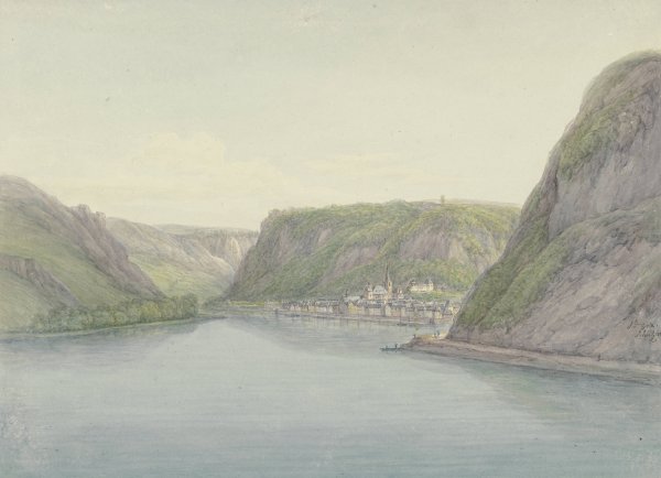 Blick in das Rheintal, rechts Sankt Goar  by Christian Georg Schutz The Elder - Hand-Painted Oil Painting Reproduction