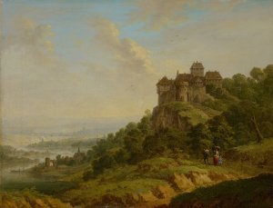 Landscape with Castle by Christian Georg Schutz The Elder Oil Painting