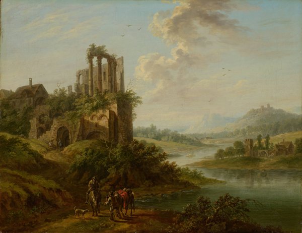 Landscape with Temple Ruin by Christian Georg Schutz The Elder - Hand-Painted Oil Painting Reproduction