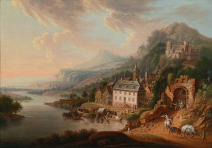 Rheinlandschaft by Christian Georg Schutz The Elder Oil Painting