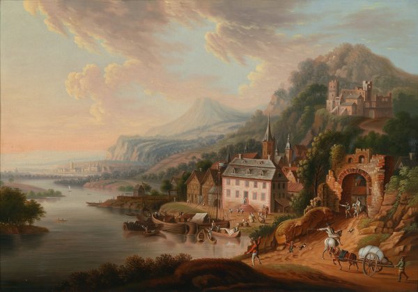 Rheinlandschaft by Christian Georg Schutz The Elder - Hand-Painted Oil Painting Reproduction