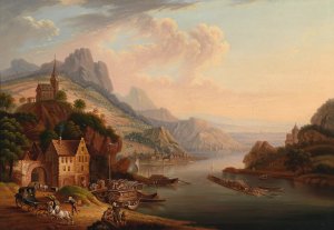 Rheinlandschaft by Christian Georg Schutz The Elder Oil Painting