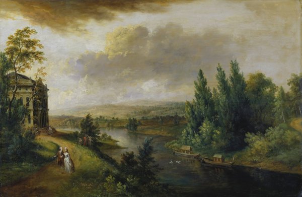 Schonbusch Castle near Aschaffenburg  by Christian Georg Schutz The Elder - Hand-Painted Oil Painting Reproduction
